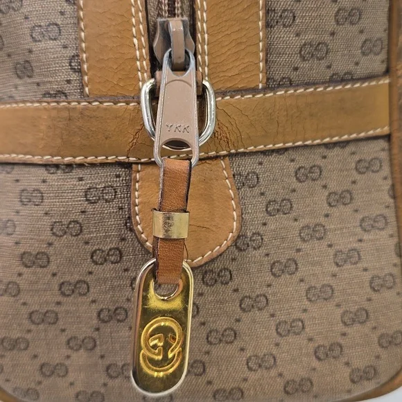GUCCI - Vintage GG Supreme Boston Bag in Tan, PVC & Leather, with Sherry Line - Picture 6 of 17